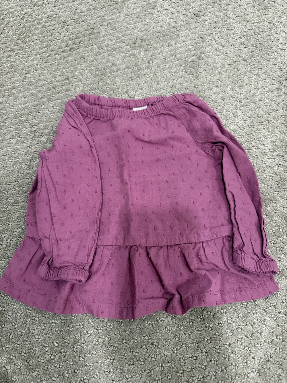 Carter's Plum Textured Long-Sleeve Ruffle Hem Top